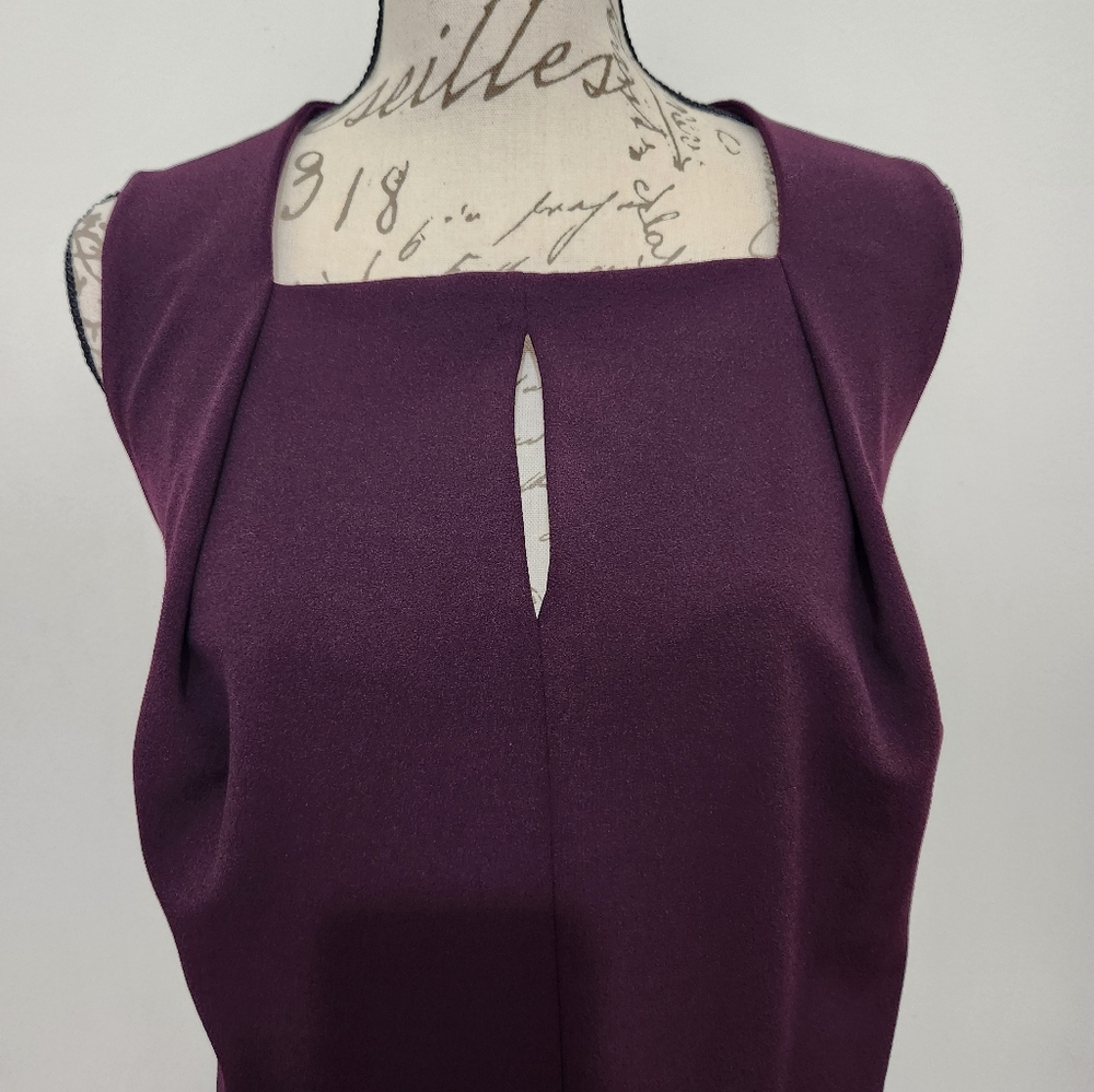 Calvin Klein Deep Purple Sheath Dress With Peekaboo Front Opening. Size 16.